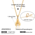 Gold stainless steel ladybug pendant necklace featuring sparkling crystals and O-chain - Ladybug Style (JDN0309011)
