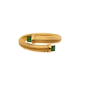 18K gold-plated stainless steel gaspipe bangle featuring dual green rectangular gemstones - Rectangle Green Stone Open Style (GDB202512121)