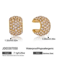 Pendientes de clip tipo C en acero inoxidable dorado con pavé de circonitas - Hebilla de Oreja en C con Zirconia (JDE0307050) / Dorado