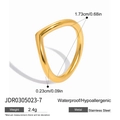 Minimalistischer Hufeisenring aus 18K Gold, wasserfest und allergikerfreundlicher Edelstahl - 7 / V-förmiger Wellen-Minimalismus-Ring (JDR0305023) / Gold