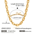 18K gold plated stainless steel chunky chain necklace with lobster clasp and extender - Rectangular Link Chain Necklace (JDN0110019)
