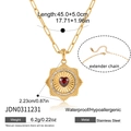 Collana a catena a graffetta dorata con gemma a cuore rosso e ciondolo a raggiera solare - Cuore Gemma Rossa (JDN0311231)