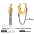 Waterproof gold and silver bicolor stainless steel tassel earrings for women - Geometric Two-tone Tassel Style (JDE0108025-PS)