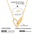 Ineinandergreifende Doppelring-Halskette aus 18K vergoldetem Edelstahl mit feinen Zirkonia-Steinen - Gold Ovaler Ring Mit Zirkonia (JDN0310006)