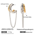Two-tone silver and gold C-shaped chain tassel earrings in waterproof stainless steel - Gold Silver Two-Tone Chain Tassel (JDE0112058-PS)