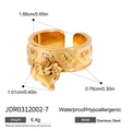 Goldener Edelstahlring mit Herzrelief und hängendem Herzanhänger für Damen - 7 / Herzanhänger Geprägter Ring (JDR0312002) / Gold