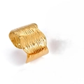 Adjustable wide gold wave bangle featuring a textured hammered finish for women - Vertical Streamline Hammered Texture (GDB20251283) / Gold
