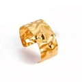 Minimalist gold wide cuff bracelet with a hammered texture and adjustable opening - Irregular Pleated Hammered Texture (GDB20251284) / Gold