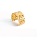 Irregular textured wide 18k gold open cuff bracelet in minimalist vintage style - Irregular Hammered Lava Texture (GDB20251285) / Gold