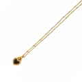 Elegant gold titanium steel satellite chain with a vintage black heart pendant - Black Heart Style (GDN202512132)
