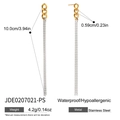 Two-tone stainless steel long tassel earrings with gold links and silver chains - Three-Ring Two-Tone Long Tassel (JDE0207021-PS)