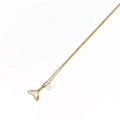 Gold titanium steel necklace with a shell whale tail pendant and white round pearl detail - Fish Tail Pearl Style (GDN202512134)
