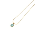 Elegant gold titanium steel necklace with blue oval stone and small bead details - Blue Oval Style (GDN202512135)