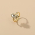 Minimalist gold alloy marquise rhinestone ring with sunburst crystal accents for women - Marquise Sunburst Style (WR225)