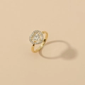 Elegant gold-tone heart-shaped ring with a large center stone and pavé diamond accents - Heart Shaped Diamond Style (WR229)