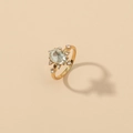 Elegant gold celestial ring with a large pear-shaped zircon and sparkling star accents - Pear Cut Starburst Style (WR228)