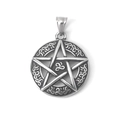 Vintage roestvrijstalen pentagram hanger in antiek zilver met Keltische knooptexturen - Enkele Hanger (Geen Ketting)