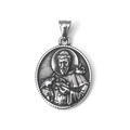 Vintage zilveren roestvrijstalen ovale hanger met religieus reliëf van Sint-Franciscus - Alleen Hanger (Geen Ketting)