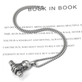Silver stainless steel box chain necklace featuring a dumbbell weightlifting hand pendant - Pendant With Chain Width 3mm Length 50cm