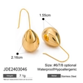 Boucles d'oreilles gouttes dorées en acier inoxydable étanche et hypoallergénique - Clous d'Oreilles Goutte d'Eau Polies Or (JDE2403046)
