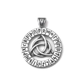 Silver vintage Viking necklace featuring a Trinity knot and Elder Futhark runes pendant - Pendant Only (No Chain)