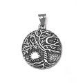 Vintage roestvrijstalen Levensboom hanger met zon- en maansymbolen - Alleen Hanger (Geen Ketting)