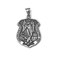 Vintage silver Saint Michael shield pendant necklace in stainless steel punk style - Pendant Only (No Chain)