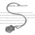Saint Michael shield pendant necklace in silver stainless steel finish with relief carving - Pendant With Chain Width 3mm Length 50cm