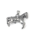 Pendente a forma di cavallo in acciaio inox vintage con finitura argento anticato - Solo Ciondolo (Senza Catena)