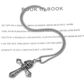 Vintage stainless steel skull and cross pendant with box chain on aesthetic background - Pendant With Chain Width 3mm Length 50cm