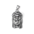 Colgante vintage de Jesucristo en acero inoxidable con corona de espinas plata antigua - Solo Colgante (Sin Cadena)