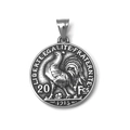 Ciondolo vintage in acciaio inox con gallo a rilievo e marchio dell'anno 1913 stile retrò - Solo Ciondolo (Senza Catena)