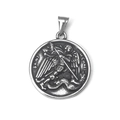 Vintage stainless steel Saint Michael archangel medallion pendant in silver finish - Pendant Only (No Chain)