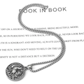 Collana vintage in acciaio inossidabile argento con ciondolo a moneta di gallo su carta - Ciondolo Con Catena Corta