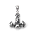Vintage stainless steel fitness pendant with weightlifter holding a barbell - Pendant Only (Without Chain)