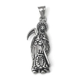 Vintage μενταγιόν Santa Muerte από ανοξείδωτο ατσάλι σε αντικέ ασημί φινίρισμα - Μόνο μενταγιόν (χωρίς αλυσίδα)