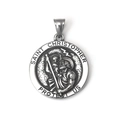 Sint Christoffel reliëfketting van zilverkleurig roestvrij staal voor bescherming - Alleen Hanger (Zonder Ketting)