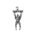 Vintage stainless steel muscular weightlifter pendant with antique silver finish - Pendant Only (Without Chain)