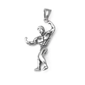 Vintage silver muscle man pendant in stainless steel for fitness lovers and athletes - Pendant Only (No Chain)