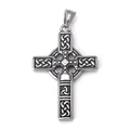 Vintage Celtic cross pendant in silver stainless steel with intricate knot patterns - Single Pendant (No Chain)
