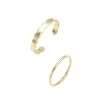 Minimalist gold-plated adjustable stackable ring set with smooth and beaded texture - One Size / Light KC Gold