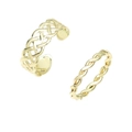 Minimalist vintage gold braided ring set featuring a Celtic weave open ring and twist band - Gold