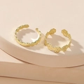 Minimalist adjustable golden ring set featuring daisy floral and wave designs for women - Daisy Floral and Wave Style (WJR005)