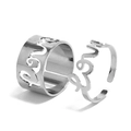 Set di due anelli regolabili in argento con design a lettere Love traforate - Anello di coppia / Stile Lettera Argento (WR530)