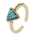 Adjustable bohemian gold open ring with triangular turquoise stone on white background - Adjustable Open / Turquoise Gold