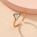 Adjustable gold open toe ring featuring a triangular white turquoise stone inlay - Adjustable Open / White KC Gold