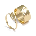 Ensemble de bagues Saturne style punk minimaliste avec placage or et taille ajustable - Bague de couple / Style Saturne Or (WR561)