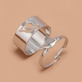 Set di anelli Saturno punk minimalisti in metallo argento lucido con design aperto - Anello di coppia / Stile Saturno Argento (WR561)