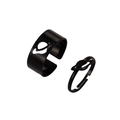 Set di anelli punk pianeta nero opaco con ritaglio e globo 3D per coppie - Anello di coppia / Stile Pianeta Nero (WR561BL)