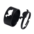 Anelli di coppia neri opachi regolabili con design a dinosauro scavato e sagoma 3D - Anello di coppia / Stile Dinosauro Nero (WR549)